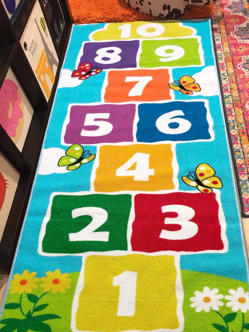 HUAHOO Hopscotch Rug Kids Rugs Classroom Rug Playroom Decor Non Slip Children's Carpet for Boys & Girls Best Shower Gift (70.8 x 26 inch) - Image 4